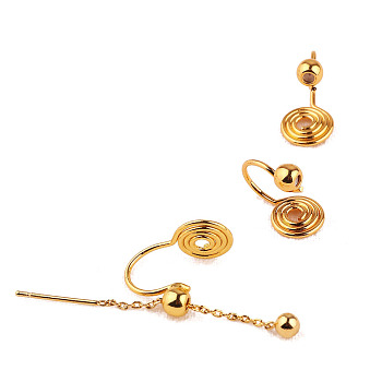 Brass Clip-on Earring Findings, Spiral Earring Hooks with Cup, with Silicone, Golden, 14x10mm