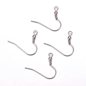 304 Stainless Steel Earring Hooks, with Horizontal Loop, Stainless Steel Color, 21x23.5x3mm, Hole: 2mm, pin: 0.6mm