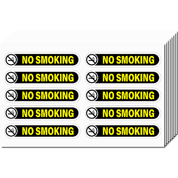 Mini PVC Coated Self Adhesive NO SMOKING Warning Stickers, Waterproof Caution Sign Safety Sign Decals, Word, 174x276mm, 8 sheets/set