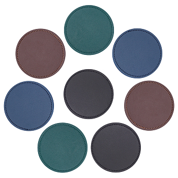 CHGCRAFT 8Pcs 4 Colors Imitation Leather Cup Mats, Flat Round, Mixed Color, 10x0.3cm, 2pcs/color