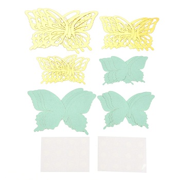 3D Plastic Wall Stickers, with Adhesive Tape, for Home Living Room Bedroom Wall Decorations, Butterfly, Aquamarine, 60~90x80~120x0.5mm, 24pcs/set