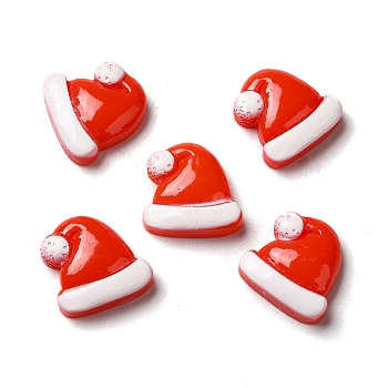 Christmas Opaque Resin Cabochons, Christmas Hat, Red, 17x17x6mm