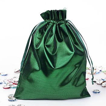 Rectangle Cloth Bags, with Drawstring, Sea Green, 17.5x13cm