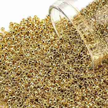 TOHO Round Seed Beads, Japanese Seed Beads, (715) Light Gold Metallic, 15/0, 1.5mm, Hole: 0.7mm, about 3000pcs/bottle, 10g/bottle