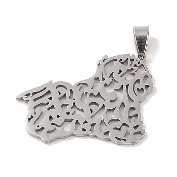 201 Stainless Steel Pendants, Hollow, Cat Charm, Stainless Steel Color, 29x39x1.5mm, Hole: 4x7mm