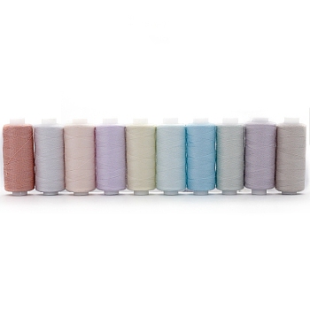 10 Colors Polyester Sewing Thread, Mixed Color, 260x60x27mm, 10pcs/set