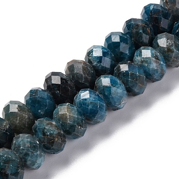 Natural Apatite Beads Strands, Faceted, Rondelle, 9.5~10x6~6.5mm, Hole: 1mm, about 59~60pcs/strand, 14.96''(38cm)