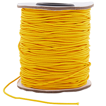 Elastic Round Jewelry Beading Cords Nylon Threads, Gold, 1.2mm, about 100yards/roll(300 feet/roll)
