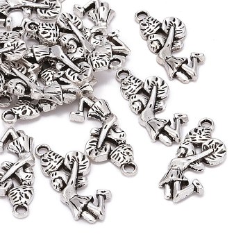 Tibetan Style Alloy Pendants, Cadmium Free & Nickel Free & Lead Free, Cheering Squad, Antique Silver Color, 28x11x3mm, hole: 2mm