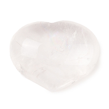 Natural Quartz Crystal Love Heart Stone, Pocket Palm Stone for Reiki Balancing, 20x25~26x12~13mm