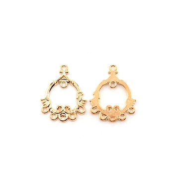 Retro Alloy Multi-Strand Connector Charms, Cadmium Free & Lead Free, Teardrop, Light Gold, 38x23x2mm, Hole: 2mm