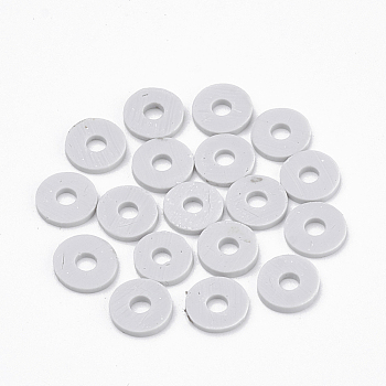 Handmade Polymer Clay Beads, Disc/Flat Round, Heishi Beads, Light Grey, 6x1mm, Hole: 2mm, about 380~400pcs/strand, 17.7 inch