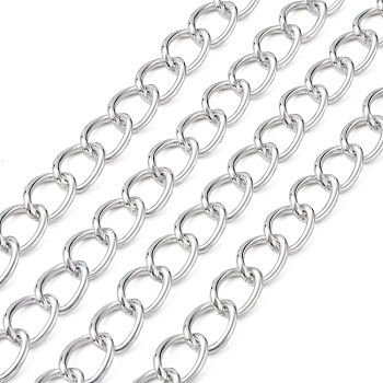 Aluminium Twisted Chains Curb Chains, Unwelded, Silver Color Plated, 18x13x2.5mm