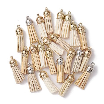 Faux Suede Tassel Pendant Decorations, with Golden CCB Plastic Cord Ends, Mixed Color, 35x10mm, Hole: 1.6mm