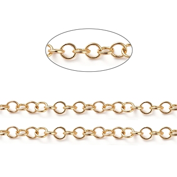 3.28 Feet Soldered Brass Rolo Chains, Belcher Chain, Long-Lasting Plated, Real 18K Gold Plated, 3.5x0.5mm