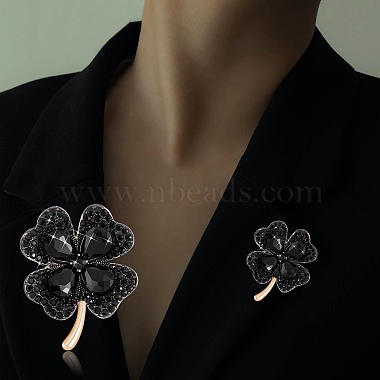 Cubic Zirconia Clover Brooch Pin(JBR105F)-7