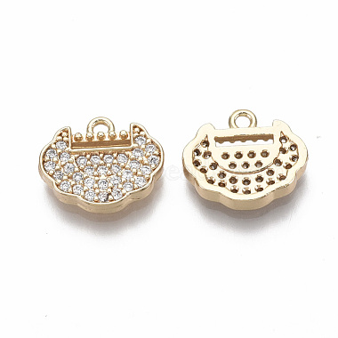 Brass Micro Pave Clear Cubic Zirconia Charms(KK-R134-029-NF)-2