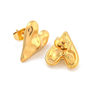 Heart 304 Stainless Steel Ear Studs(EJEW-L290-025G)-2