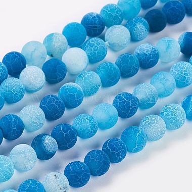 6mm CornflowerBlue Round Crackle Agate Beads