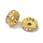 Brass Grade B Rhinestone Spacer Beads, Cadmium Free & Lead Free, Rondelle, Crystal, Golden, 10x4mm, Hole: 2mm(RSB039-B01G)