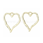Alloy Pendants, Heart Charms, Rack Plating, Cadmium Free & Lead Free, Golden, 37x28.5x2mm, Hole: 3x4mm(AL-CBA5609-02G)