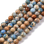 Dyed Natural Regalite/Imperial Jasper/Sea Sediment Jasper Beads Strands, Round Impression Jasper, Sky Blue, 6~7mm, Hole: 1.2mm, about 32pcs/strand, 7.68''(19.5cm)(X-G-B124-C02-15)