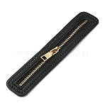 PU Leather Zipper Sewing Accessories, with Brass Zipper Puller, for DIY Woven Bag, Black, 18x3.5x0.22cm(FIND-WH0120-24A)