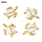 2Pcs 304 Stainless Steel White Enamel Pendants, Turtle Charm, Golden, White, 30x24x4mm, Hole: 1.5mm(STAS-YW0003-32)