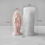 Virgin Mary Goddess Statue Candle Silicone Molds, For DIY Candle Making, White, 105x46x48mm, Inner Diameter: 37x35mm(DIY-NH0010-01)