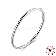 Rhodium Plated 925 Sterling Silver Thin Finger Rings, Stackable Plain Band Ring for Women, with S925 Stamp, for Mother's Day, Real Platinum Plated, 1mm, US Size 7(17.3mm)(RJEW-C064-03C-P)