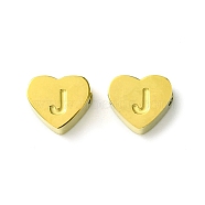 Ion Plating(IP) 316L Surgical Stainless Steel Beads, Love Heart with Letter Bead, Real 18K Gold Plated, Letter J, 5.5x6.5x2.5mm, Hole: 1.4mm(STAS-R230-01J-G-1)