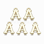 Alloy Charms, Cadmium Free & Nickel Free & Lead Free, Alphabet, Real 16K Gold Plated, Letter.A, 14x12x1mm, Hole: 1.6mm(PALLOY-Q441-025A-NR)