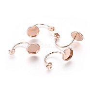 Ion Plating(IP) 304 Stainless Steel Ear Nuts, Friction Earring Backs for Stud Earrings, Flat Round Cabochon Settings, Rose Gold, Tray: 10mm, 27x12x15mm, Hole: 0.8mm(STAS-F232-05A-RG)