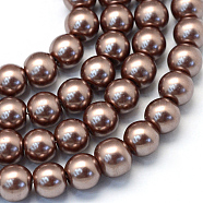 Baking Painted Glass Pearl Bead Strands, Pearlized, Round, Camel, 3~4mm, Hole: 0.5mm, about 195pcs/strand, 23.6 inch(X-HY-Q003-3mm-78)
