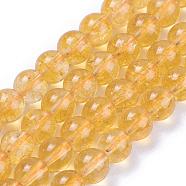 Natural Citrine Beads Strands, Round, Dyed & Heated, 6mm, Hole: 1mm, about 60~63pcs/strand, 15.5~15.7 inch(38~40cm)(G-E326-6mm-01)