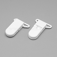 Eco-Friendly Plastic Baby Pacifier Holder Clip, White, 43x31x9mm, Hole: 4x26mm(X-KY-R013-05)