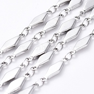 304 Stainless Steel Link Chains, Soldered, Rhombus, Stainless Steel Color, 13x4x1mm(STAS-P219-65)