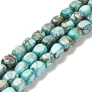 Natural Dolomite Beads Strands, Dyed, Cuboid, Turquoise, 7~7.5x5~5.5x5~5.5mm, Hole: 1.2mm, about 55pcs/strand, 15.67~15.94 inch(39.8~40.5cm)(G-F765-L04-01)
