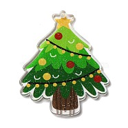 Printed Christmas Theme Acrylic Pendants, Christmas Tree, 47x38x2mm, Hole: 1.8mm(OACR-L018-10F)