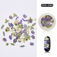 Halloween Nail Stickers, Nail Art Cabochons, Mixed Shape, for Fingernails Toenails Nail Tips Decoration, Mixed Color, 4~12x3~10x0.1mm, about 50pcs/box(MRMJ-S035-039H)