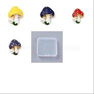 4Pcs 4 Colors Mushroom with Plastic Pearl Enamel Pin, Cute Alloy Enamel Brooch for Backpack Clothes, Light Gold, Mixed Color, 28.5~29x22x11.5~13mm, 1pc/color(JEWB-SZ0001-47)
