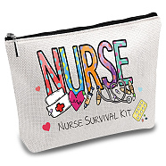 Polycotton Custom Canvas Stroage Bags,  Metal Zipper Pouches, Rectangle with Word Nurse, Word, 18x25cm(ABAG-WH0029-056)