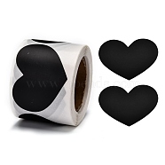 Self-Adhesive Kraft Paper Gift Tag Stickers, Adhesive Labels, Heart, Black, Heart: 41x60mm, 150pcs/roll(DIY-G021-04)