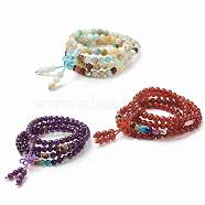 Yoga Chakra Jewelry, Natural Mixed Stone Beads Wrap Bracelets, Four Loops, with Alloy Findings, 29.4 inch(74.8cm)(BJEW-G554-05)