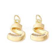 Rack Plating Eco-friendly Brass Micro Pave Clear Cubic Zirconia Charms, Long-Lasting Plated, Real 18K Gold Plated, Cadmium Free & Nickel Free & Lead Free, Letter.S, 13.5x10.5x3mm, Hole: 3.5mm(KK-D072-01G-S-NR)