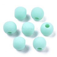 Frosted Acrylic Beads, Round, Turquoise, 6x5.5mm, Hole: 1.8mm, about 4430pcs/500g(OACR-N008-012A-A03)