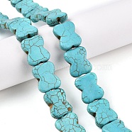 Synthetic Turquoise Beads Strands, Dyed, Bone Shape, Medium Turquoise, 20x16.5x6.5mm, Hole: 1.2mm, about 20pcs/strand, 15.83''(40.2cm)(UNKW-T001-02B)