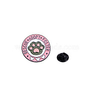 Lovely Cat Paw Print Clothes Decorations Bag Accessories, Alloy Enamel Badge Pins, Cute Cartoon Brooch for Women, Pink, 30x30mm(PW-WG72351-02)