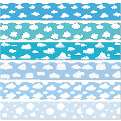 60pcs Coated Paper Border Decorative Stickers, Self Adhesive Planner Stickers for Journal, Scrapbooking, Cloud, 350x75mm, 10 pcs/pattern(STIC-WH0020-001)