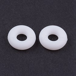 Silicone Beads, DIY Bracelet Making, Donut, White, 5x2mm, Hole: 1mm(SIL-E001-S-16)